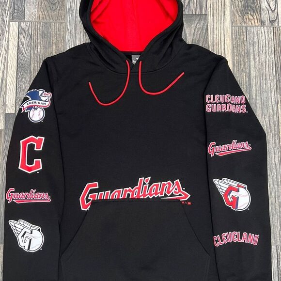 🔥⚾️ NWT CLEVELAND GUARDIANS MLB Hoodie Sweatshirt Black/Red Size Lg - Brand NEW - Picture 2 of 13